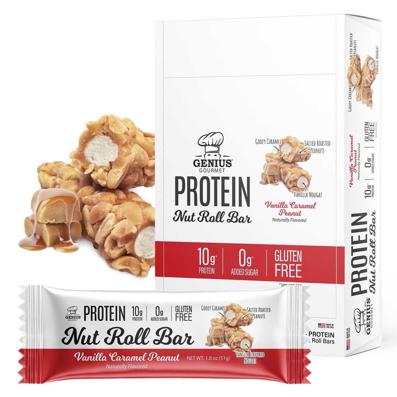 Protein Nut Roll Bar - Vanilla Caramel Peanut (10 Count)