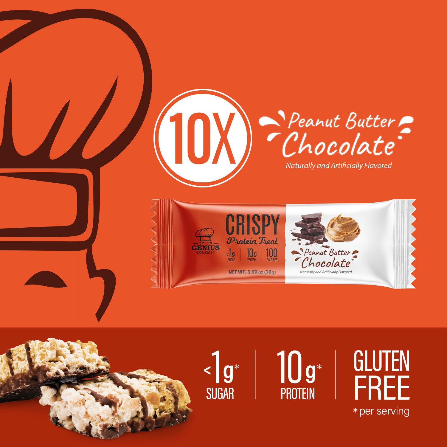 Crispy Protein Treat - Peanut Butter Chocolate - 10 Count