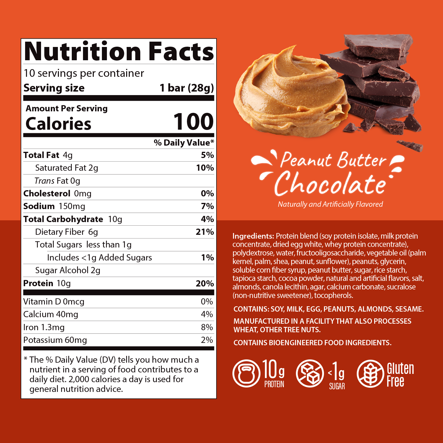 Crispy Protein Treat - Peanut Butter Chocolate - 10 Count