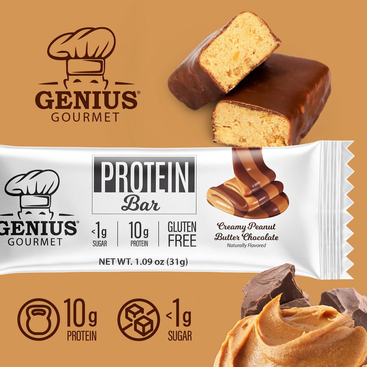 Protein Bars - Creamy Peanut Butter Chocolate